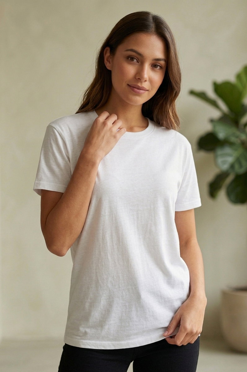 Kısa Kollu T-shirt Beyaz - 2114-BEYAZ - 2