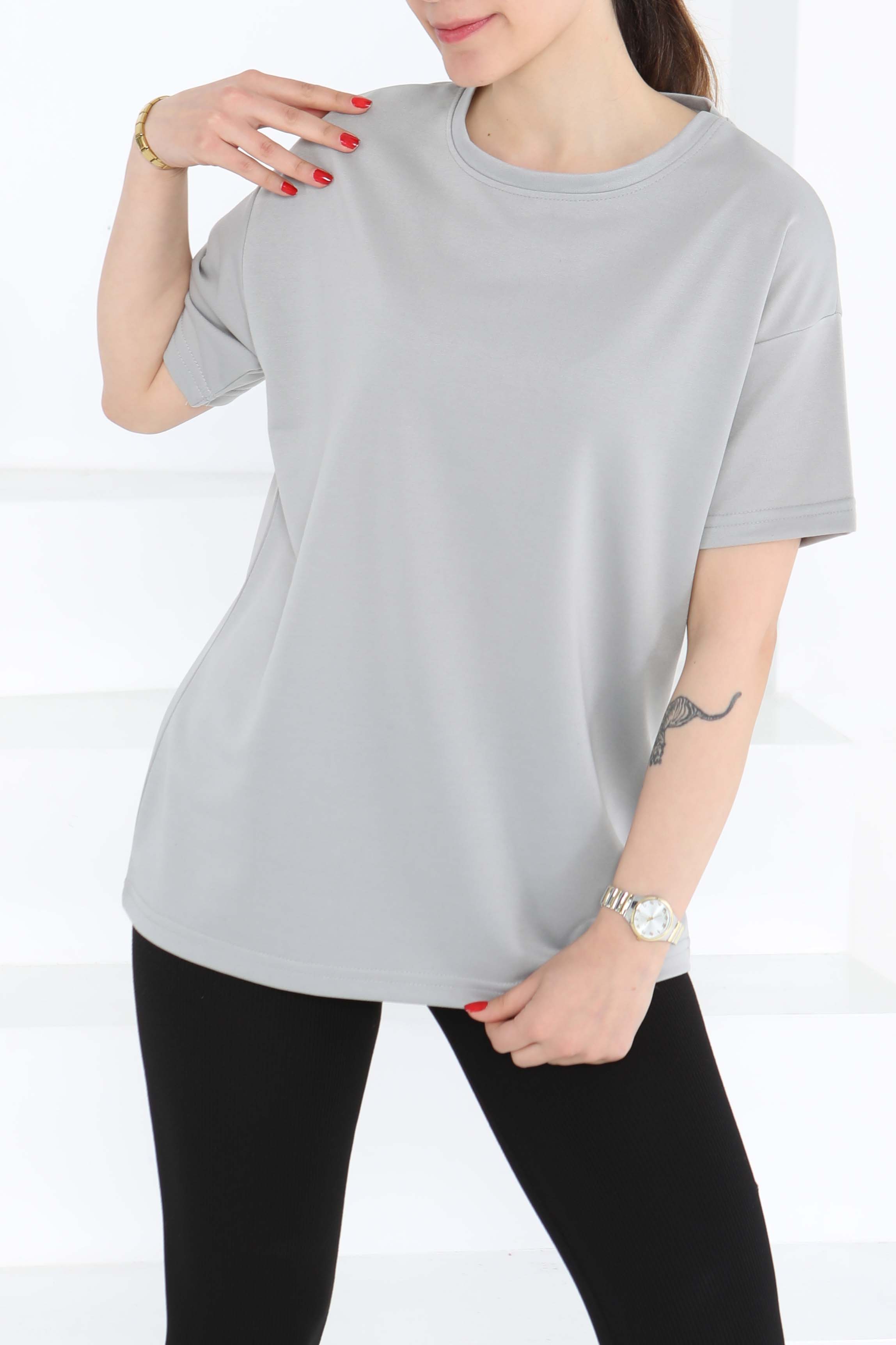 Kısa Kollu T-Şhirt Gri - 27140 - 1