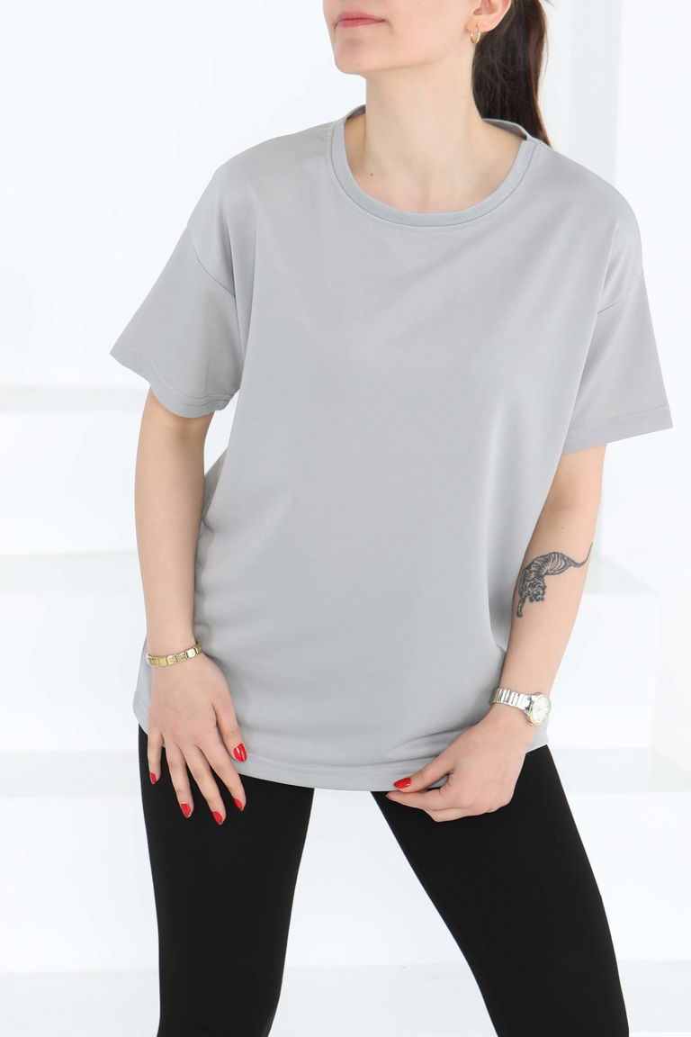 Kısa Kollu T-Şhirt Gri - 27140 - TOFİSA