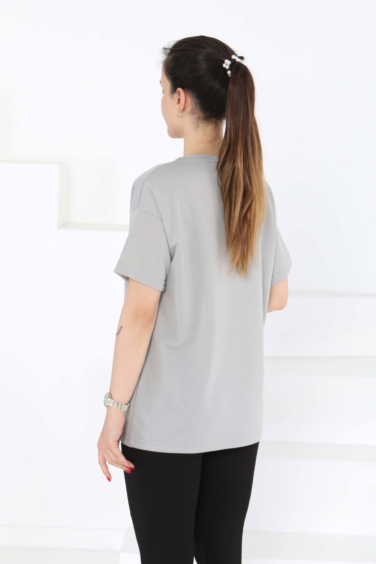 Kısa Kollu T-Şhirt Gri - 27140 - TOFİSA