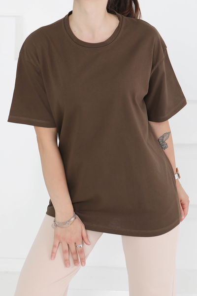 Kısa Kollu T-Şhirt Kahve - 27346 