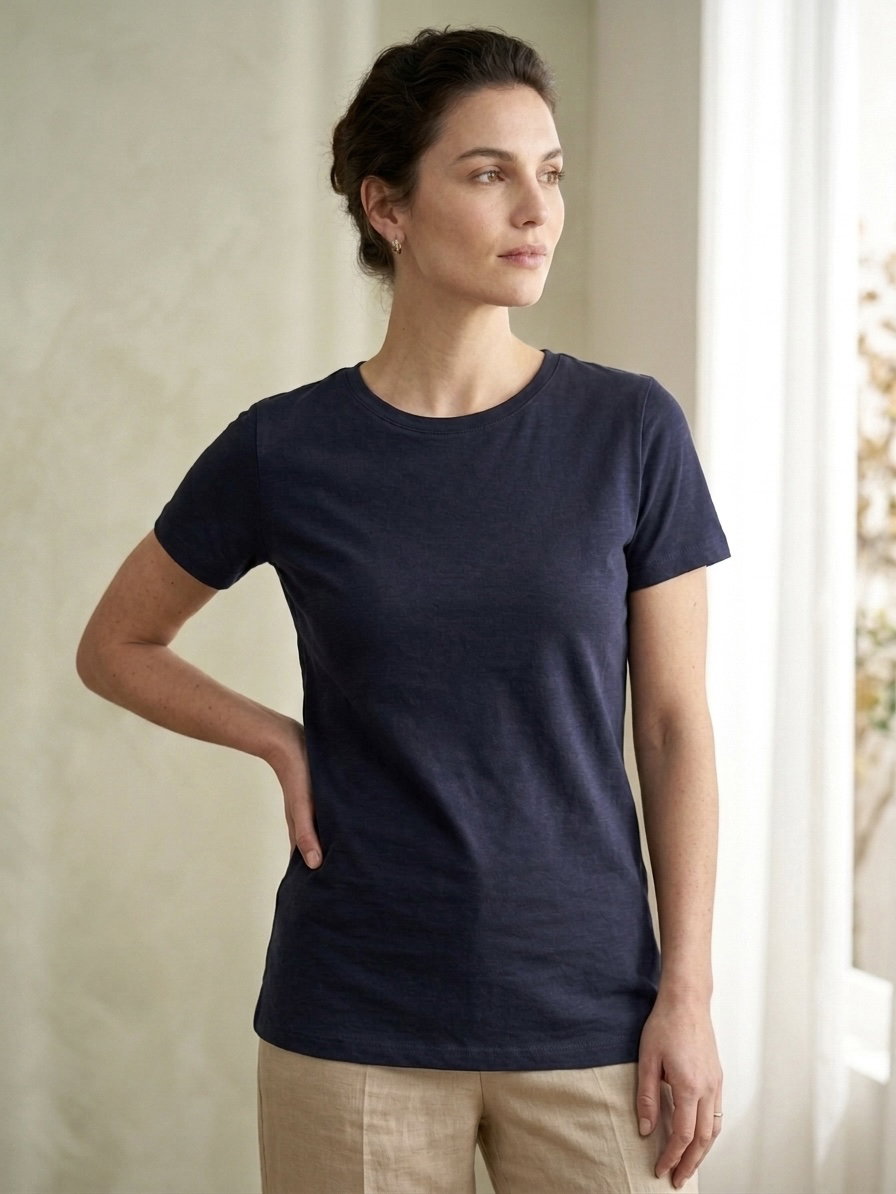 Kısa Kollu T-shirt Lacivert - 2114-LACIVERT - 1