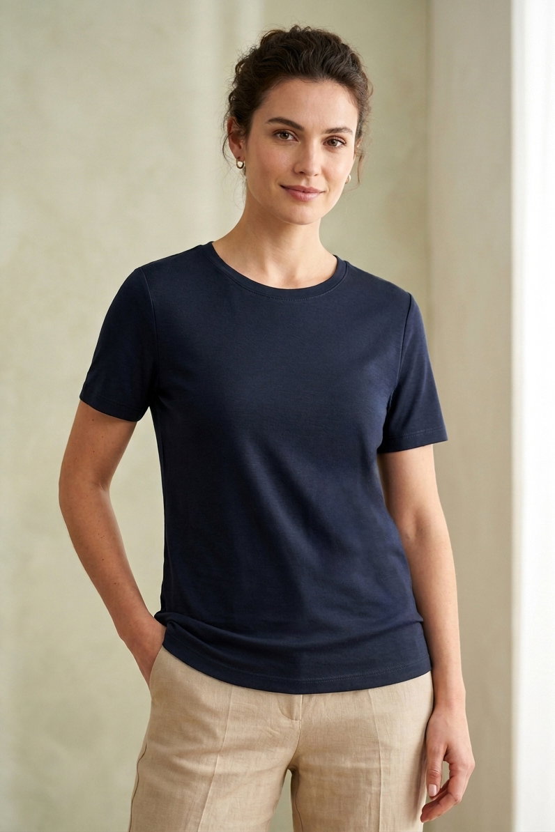 Kısa Kollu T-shirt Lacivert - 2114-LACIVERT - 2