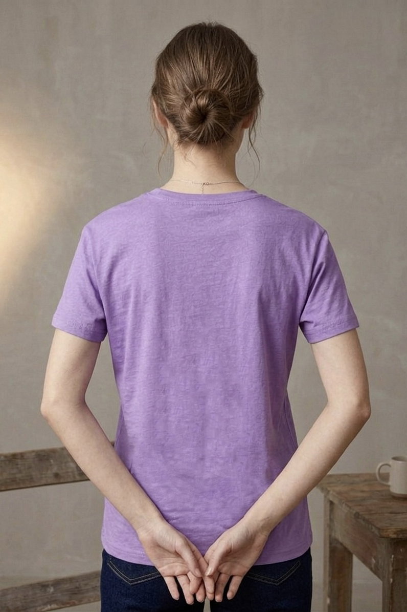 Kısa Kollu T-shirt Lila - 2114-LILA - 3