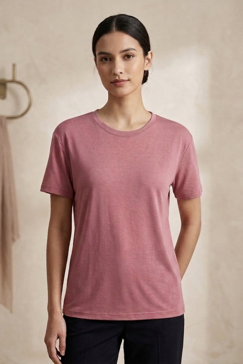 Kısa Kollu T-shirt Pembe - 2114-PEMBE - 1