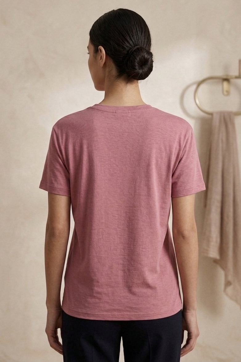 Kısa Kollu T-shirt Pembe - 2114-PEMBE - 3