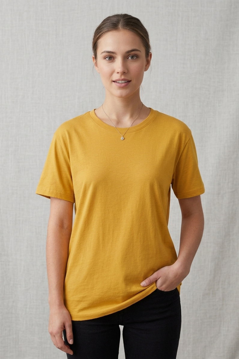 Kısa Kollu T-shirt Sari - 2114-SARI - 1