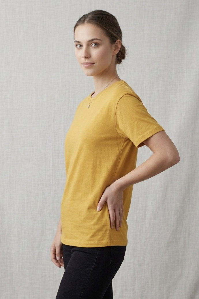 Kısa Kollu T-shirt Sari - 2114-SARI - 2