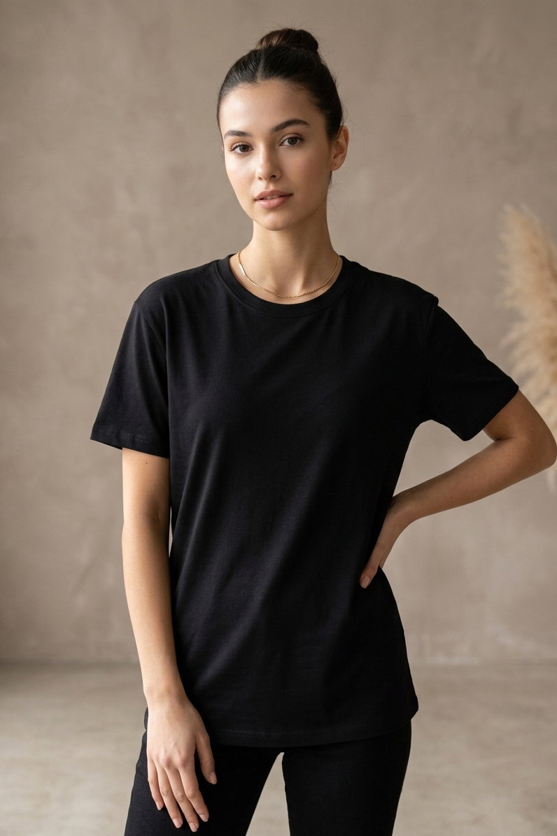 Kısa Kollu T-shirt Siyah - 2114-SIYAH - 2