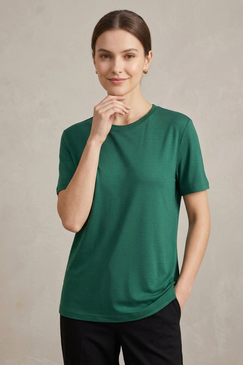 Kısa Kollu T-shirt Zumrut - 2114-ZUMRUT - 2