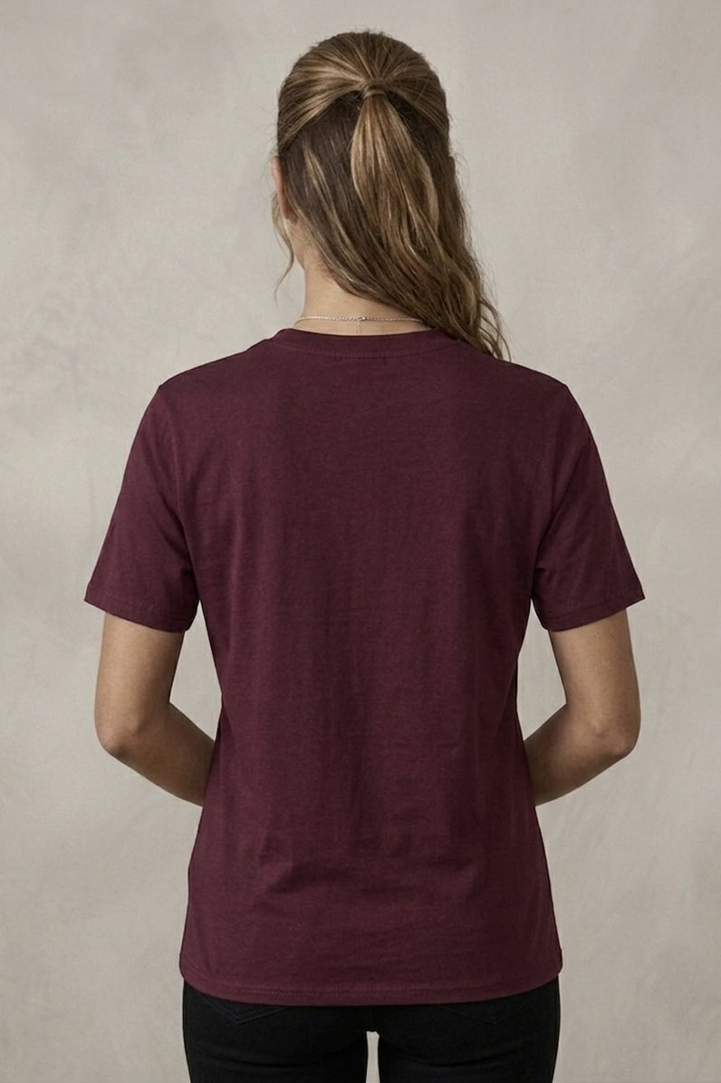 Kısa Kollu Taşlı T-shirt - 28424-BORDO - 3
