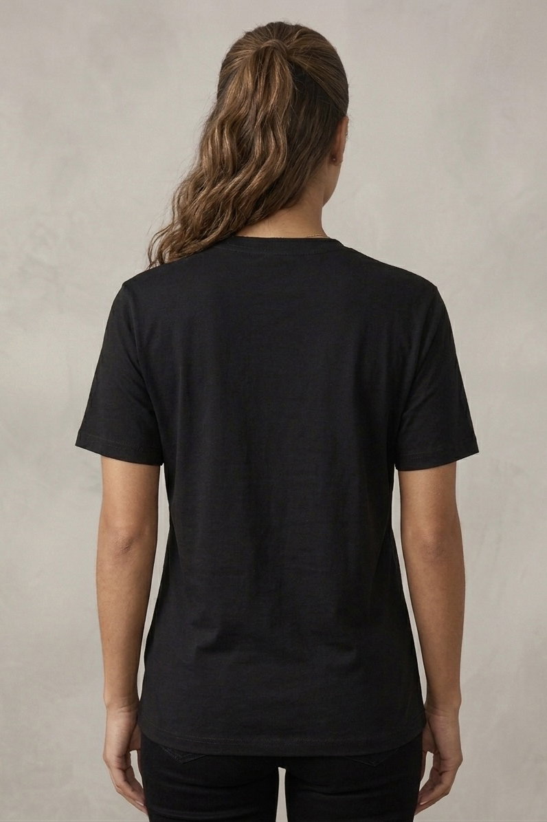 Kısa Kollu Taşlı T-shirt - 28424-SIYAH - 3