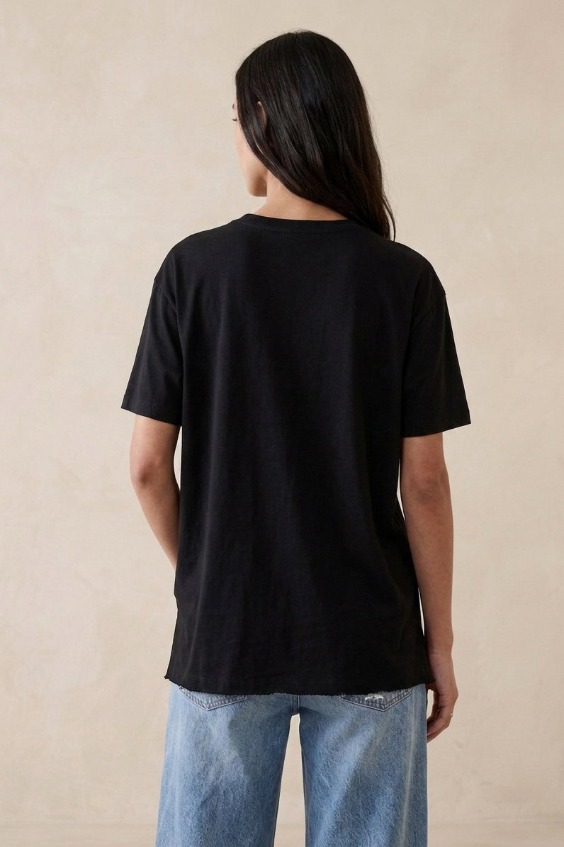 Kısa Kollu Yırtmaçlı T-shirt Siyah - 2113-SIYAH - 3