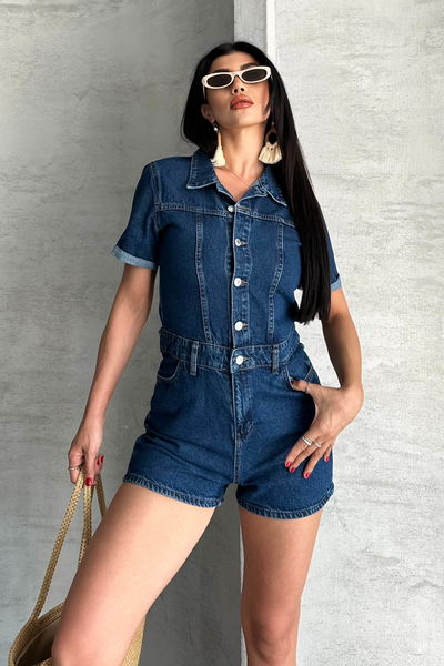 Kısa Şortlu Salopet Koyu Mavi - 27295 