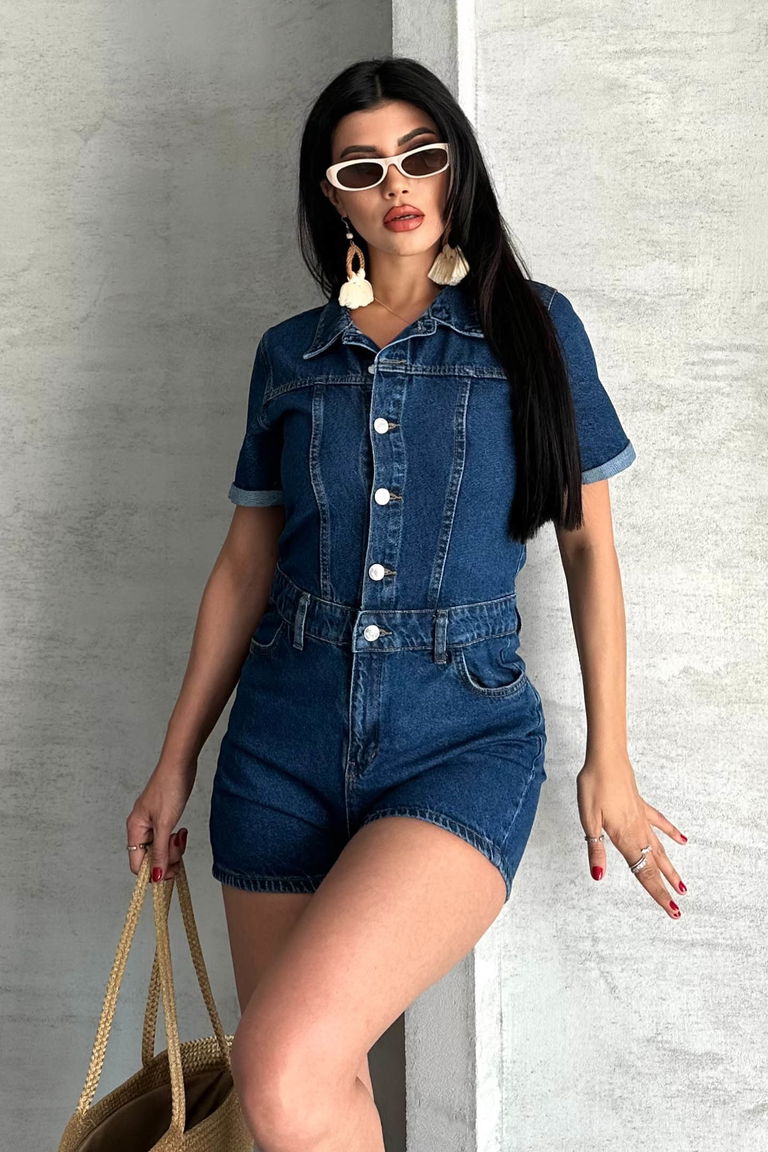 Kısa Şortlu Salopet Koyu Mavi - 27295 - TOFİSA