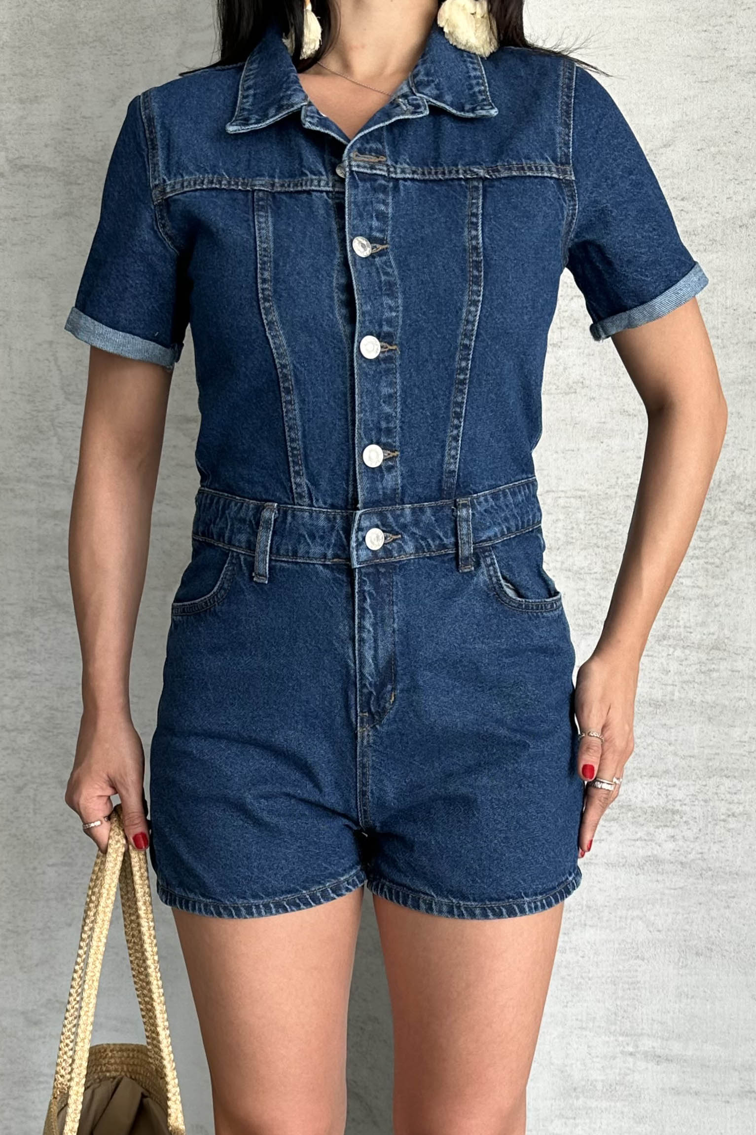 Kısa Şortlu Salopet Koyu Mavi - 27295 - 4