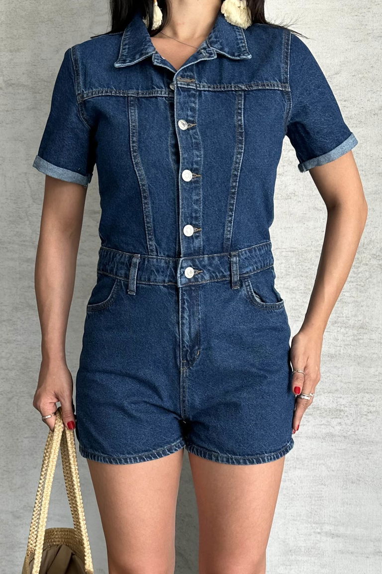 Kısa Şortlu Salopet Koyu Mavi - 27295 - TOFİSA