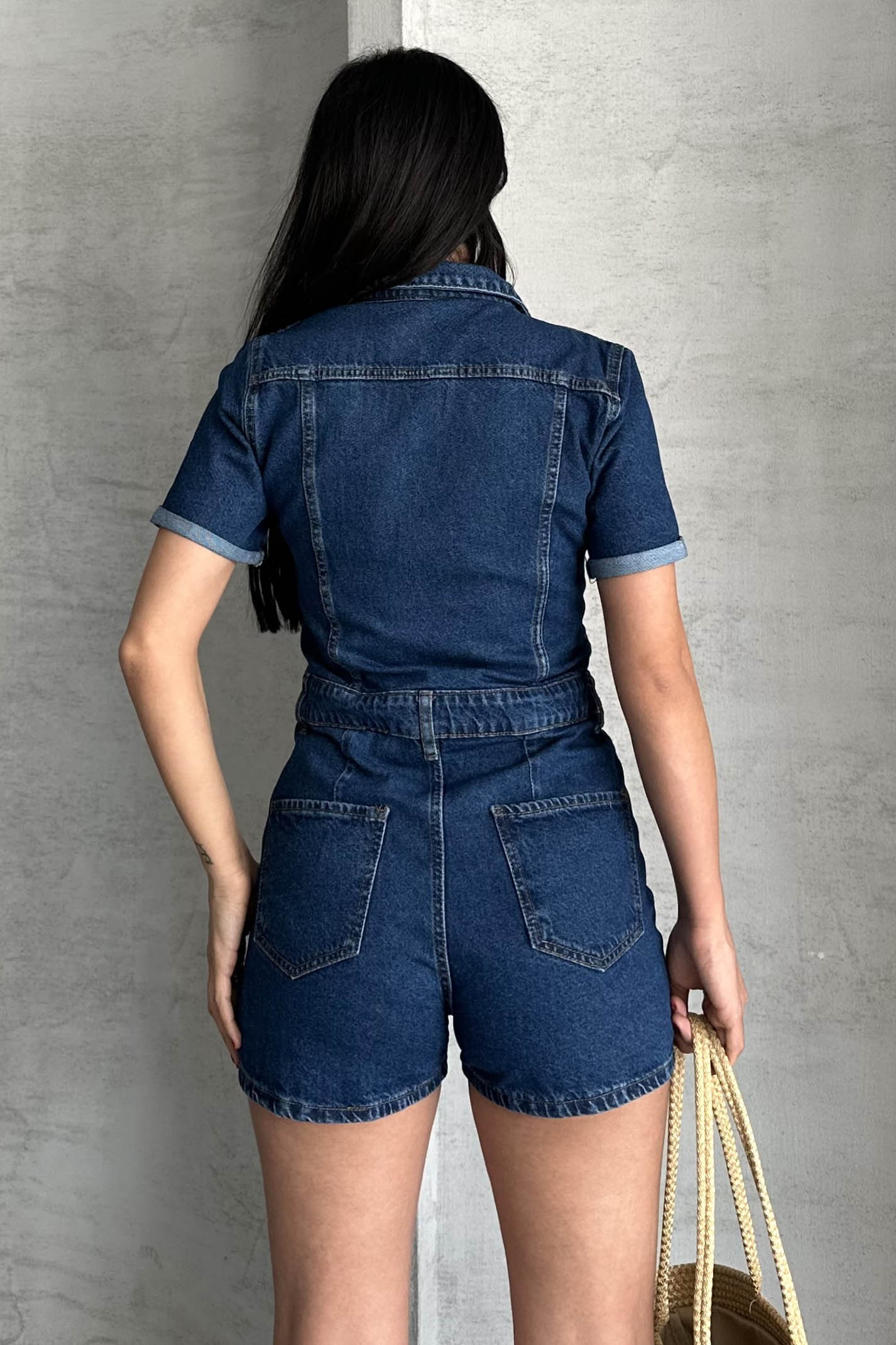 Kısa Şortlu Salopet Koyu Mavi - 27295 - 5