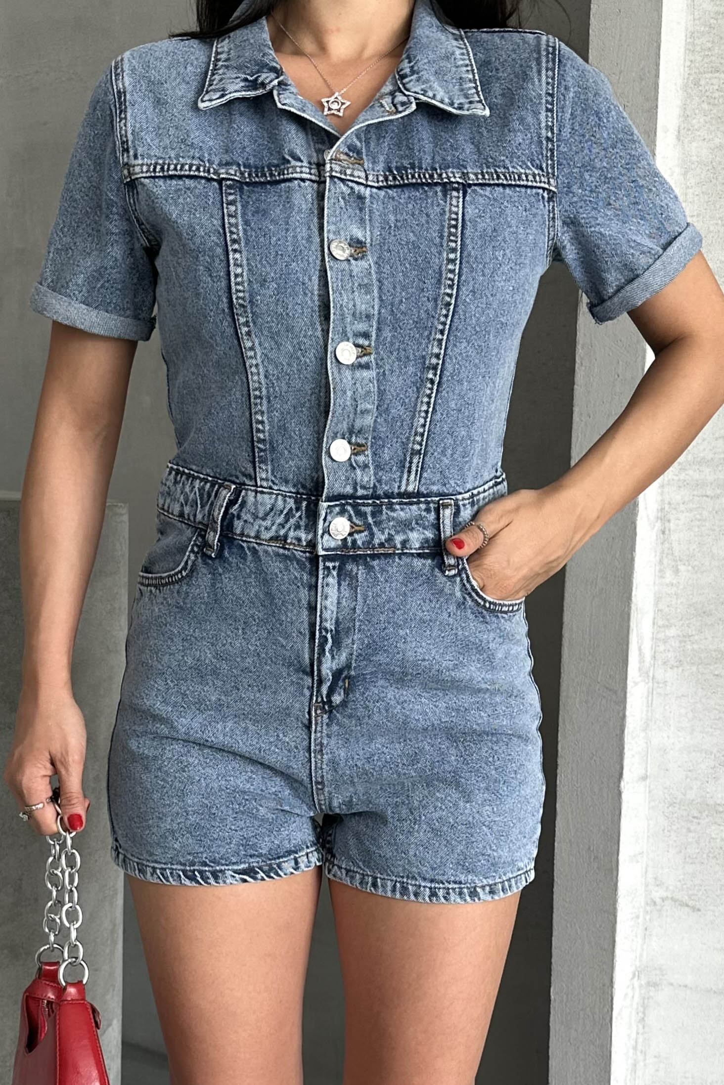 Kısa Şortlu Salopet Mavi - 27295 - 4