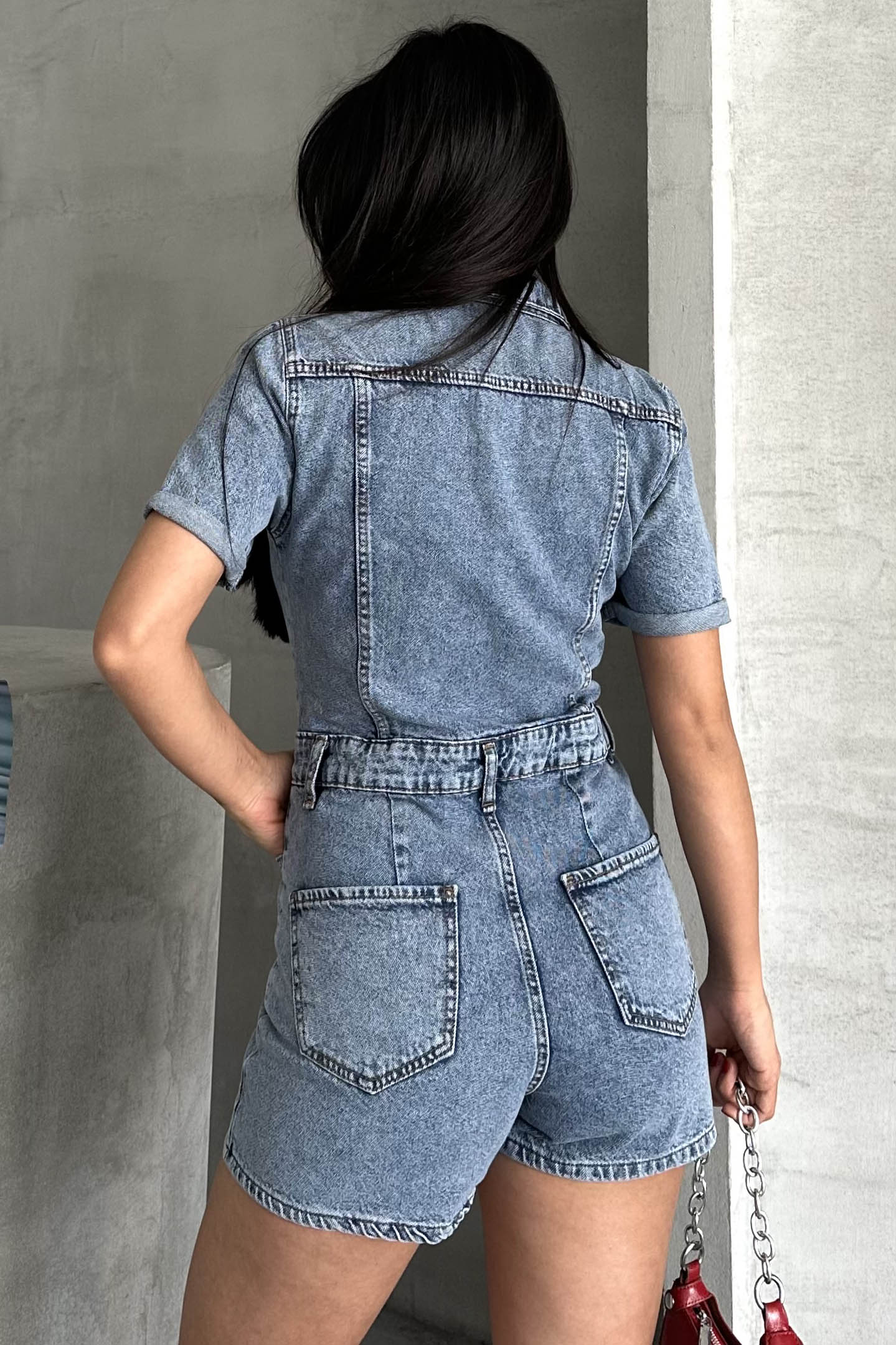 Kısa Şortlu Salopet Mavi - 27295 - 5