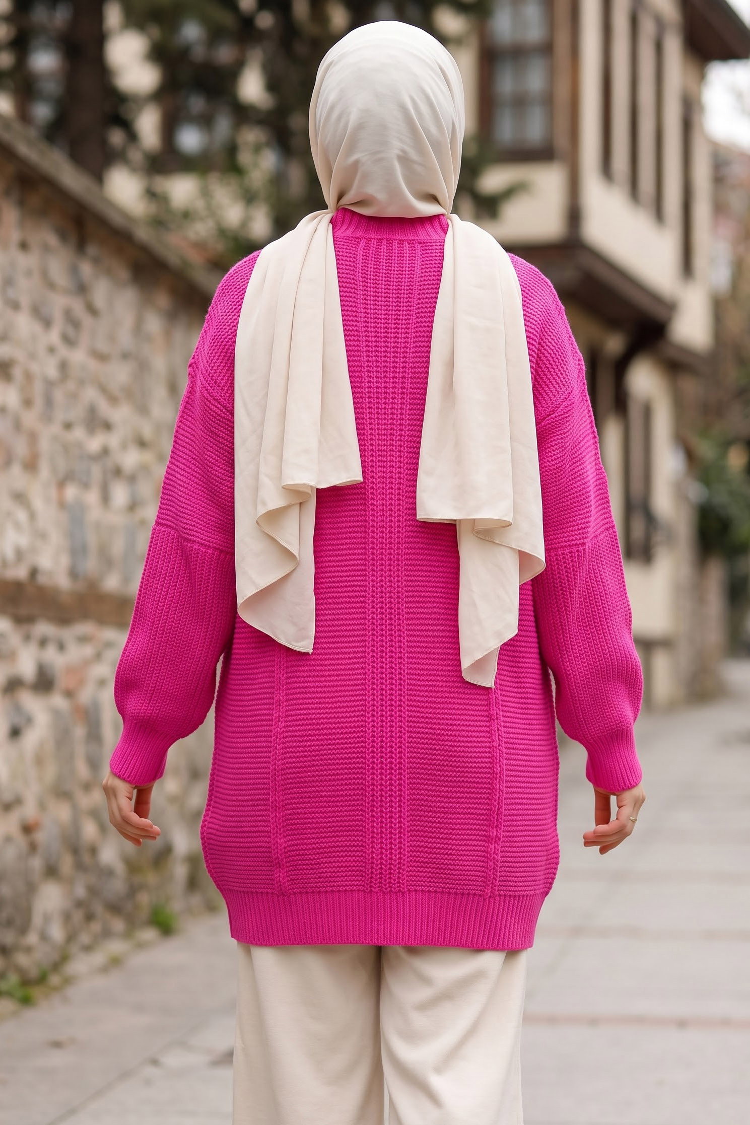 Kısa Triko Cepli Hırka Fusya - 29249-FUSYA - 3