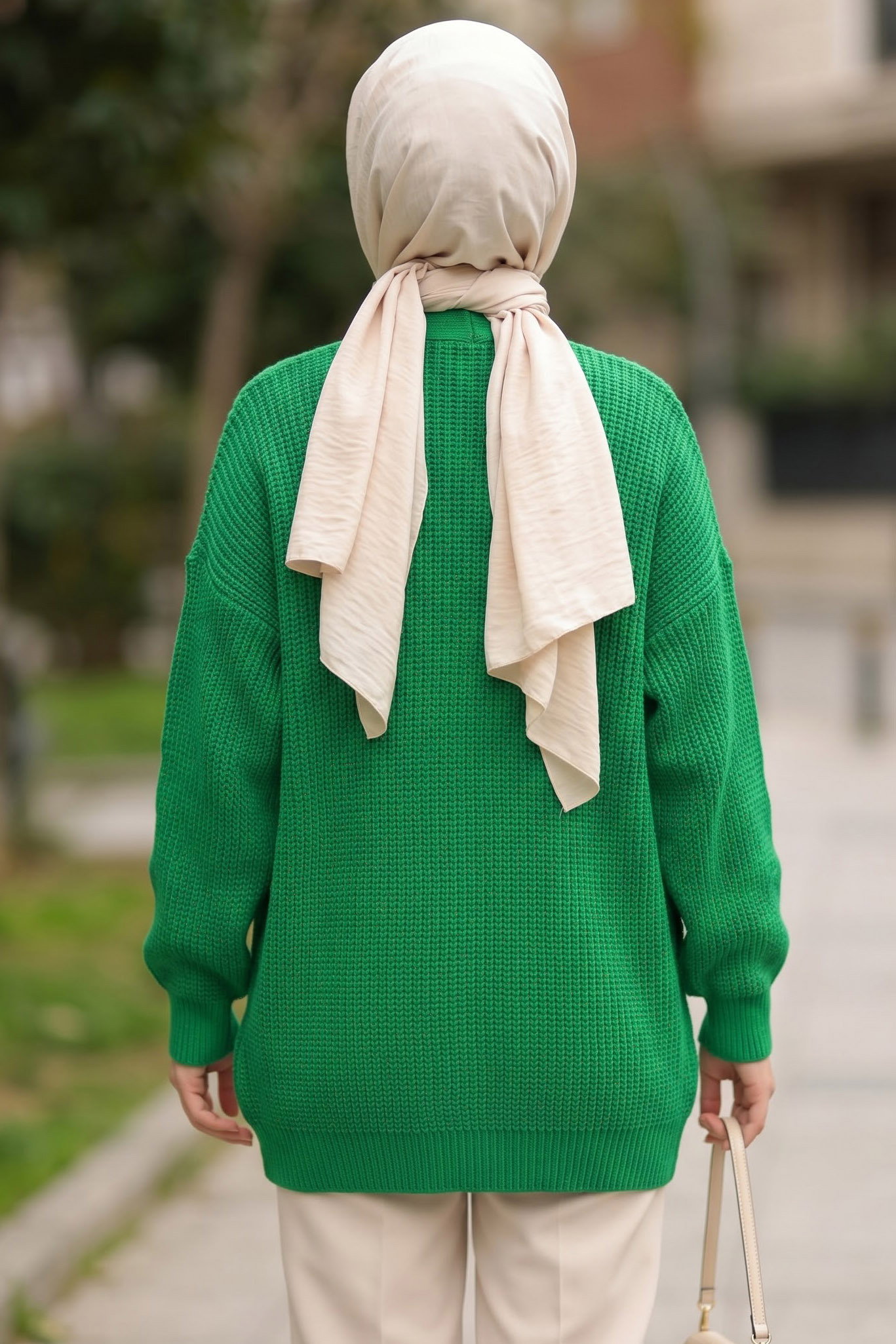 Kısa Triko Cepli Hırka Yesil - 29249-YESIL - 3