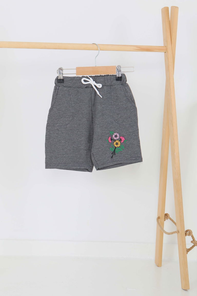 Kız Çocuk Antrasit Baskılı Şort - 27331 - TOFİSA