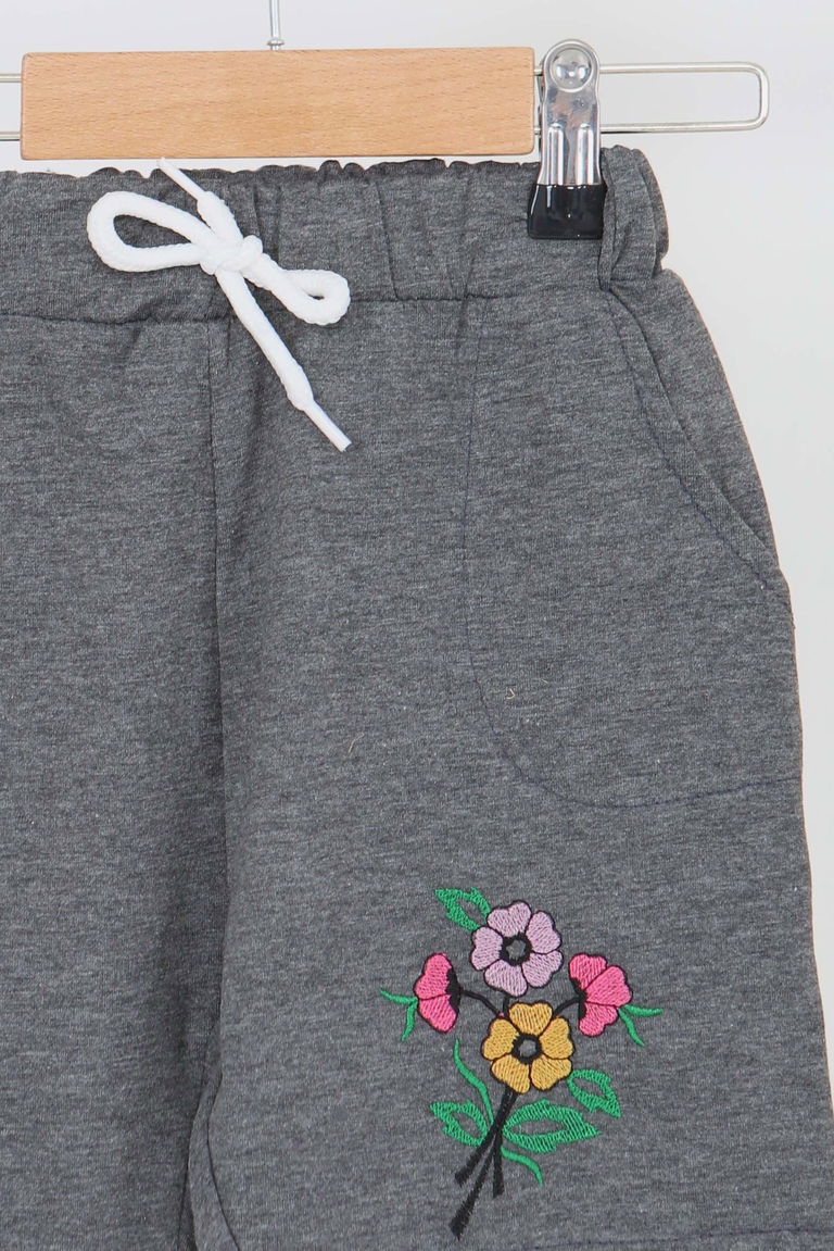 Kız Çocuk Antrasit Baskılı Şort - 27331 - TOFİSA