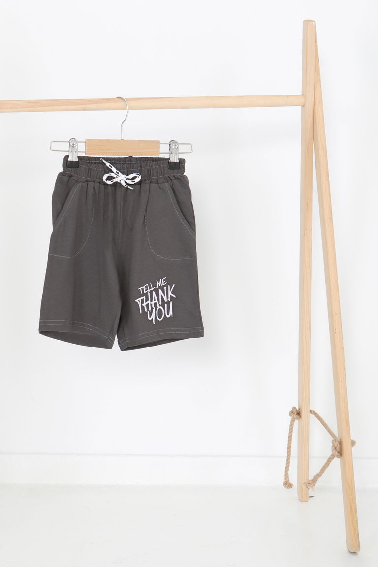 Kız Çocuk Antrasit Baskılı Şort - 27337 - TOFİSA