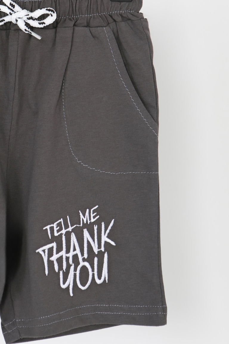 Kız Çocuk Antrasit Baskılı Şort - 27337 - TOFİSA