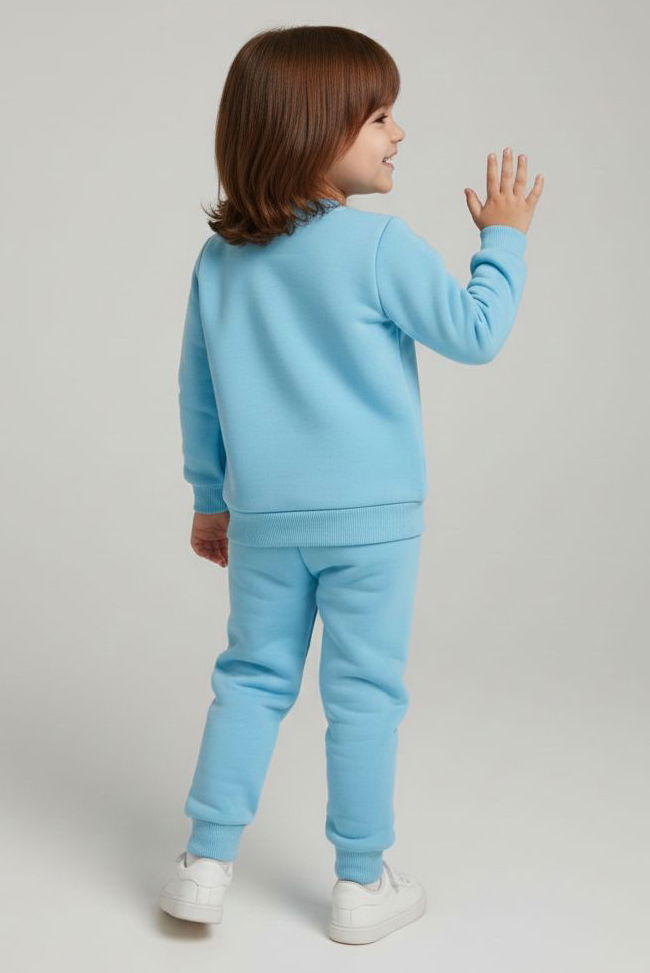 Kız Çocuk Bebe Mavi Baskılı Şardonlu Pijama Takımı - 28099-BEBE-MAVI - TOFİSA