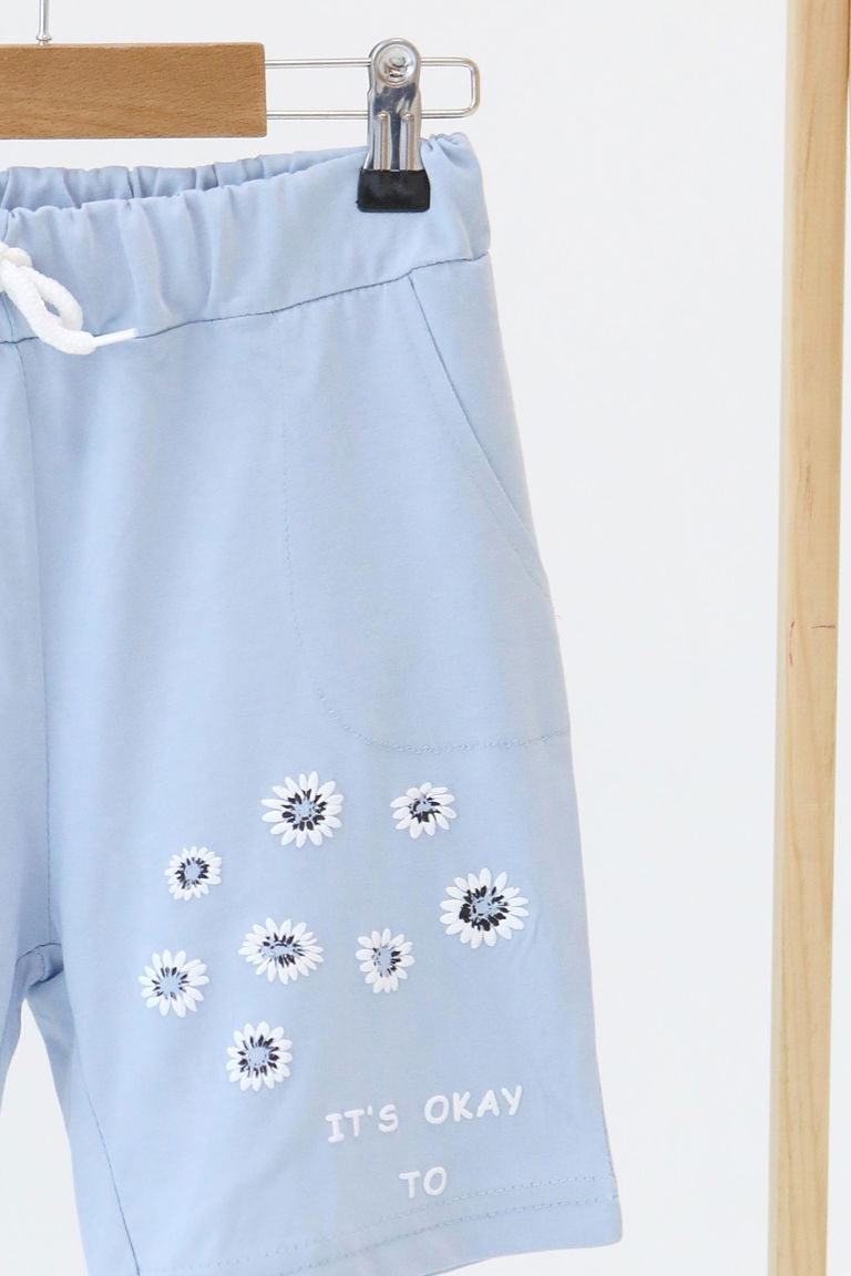 Kız Çocuk Bebe Mavi Baskılı Şort - 27329 - TOFİSA