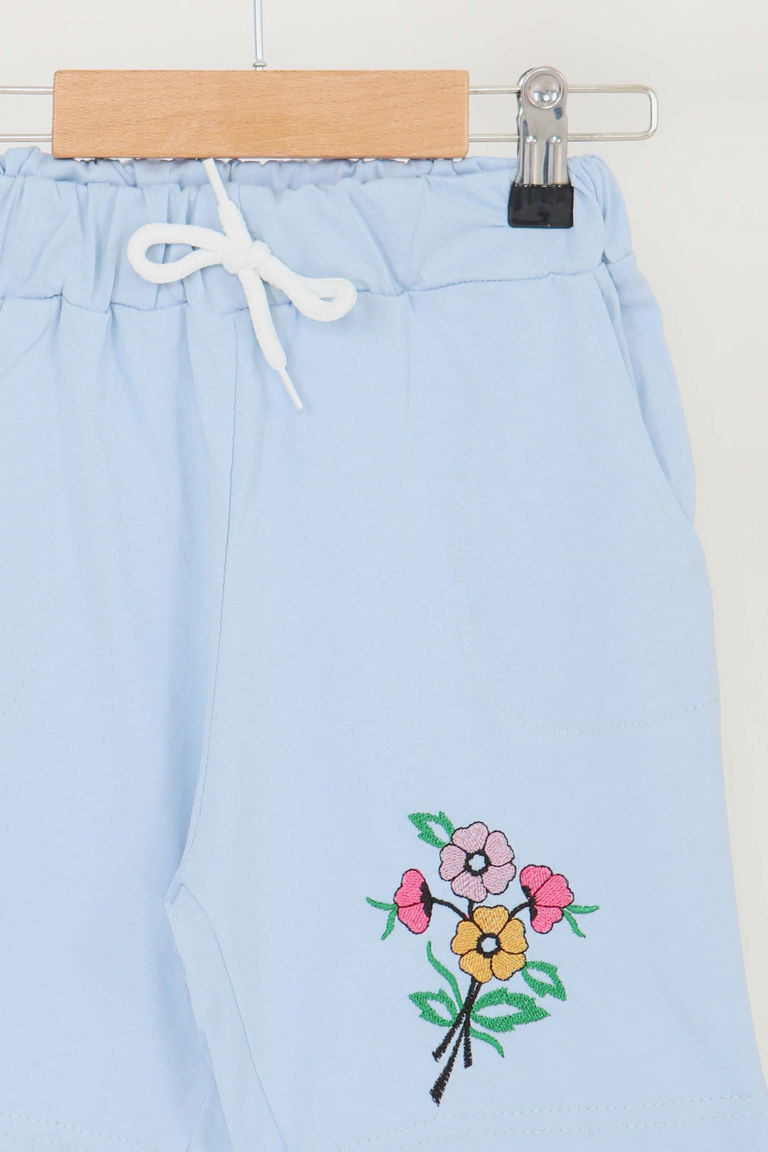 Kız Çocuk Bebe Mavi Baskılı Şort - 27331 - TOFİSA