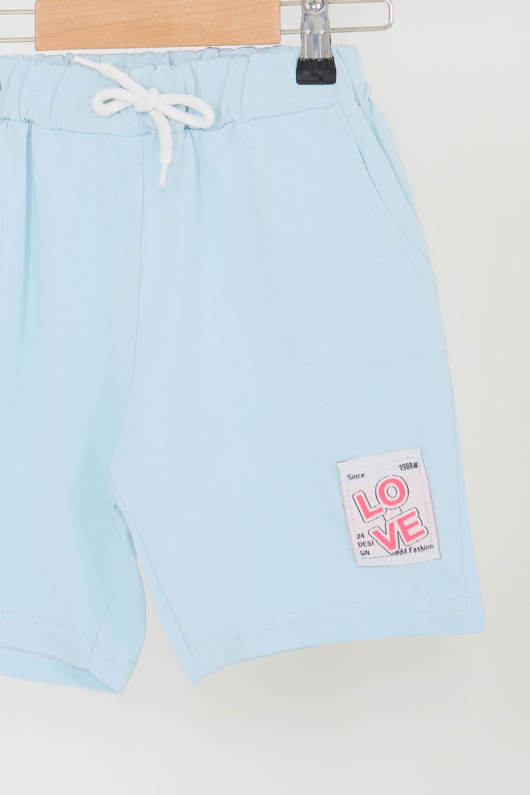 Kız Çocuk Bebe Mavi Baskılı Şort - 27332 - TOFİSA