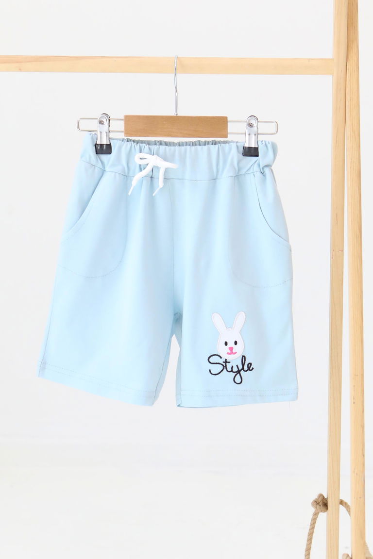 Kız Çocuk Bebe Mavi Baskılı Şort - 27334 - TOFİSA