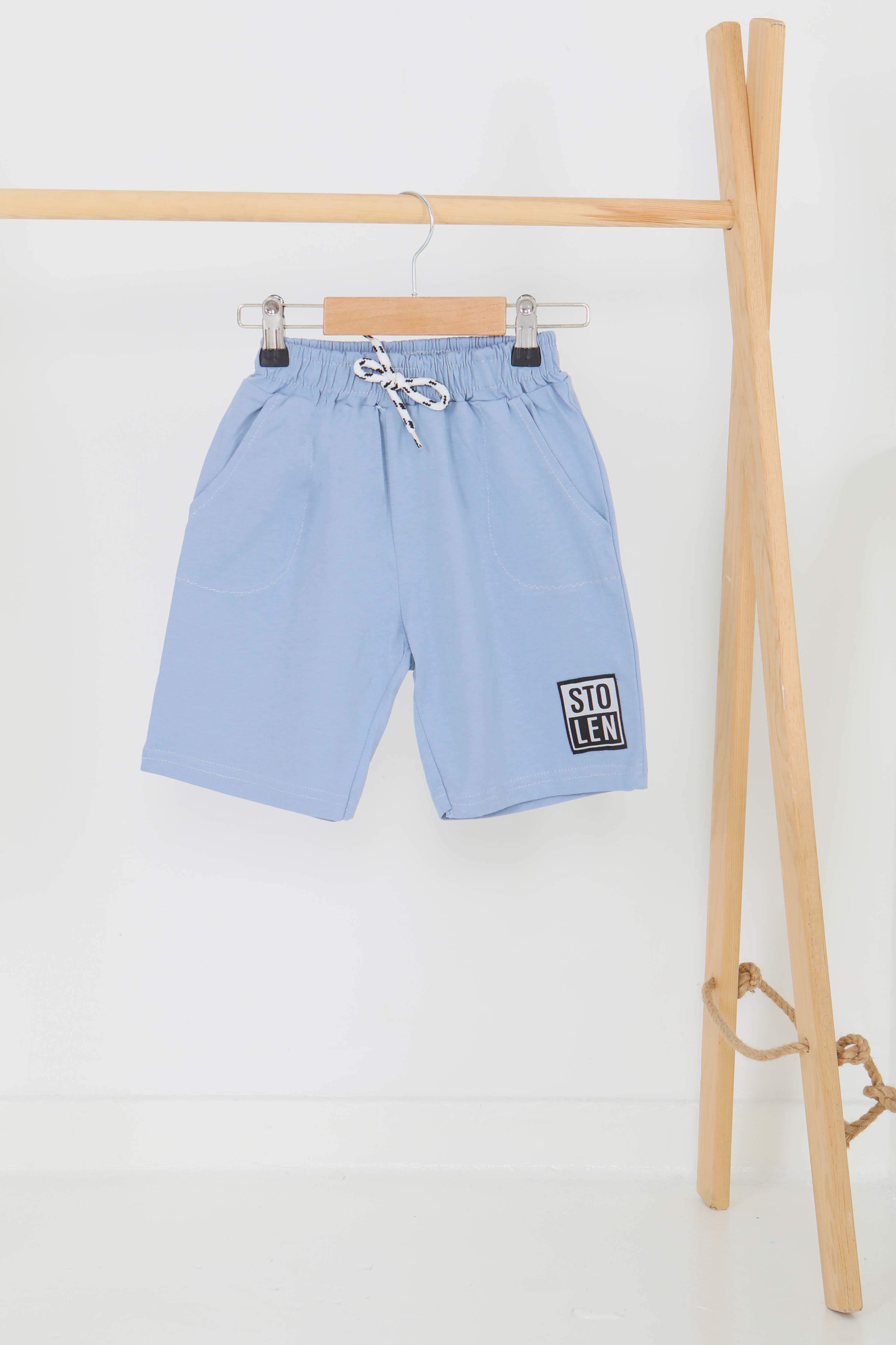 Kız Çocuk Bebe Mavi Baskılı Şort - 27335 - 1