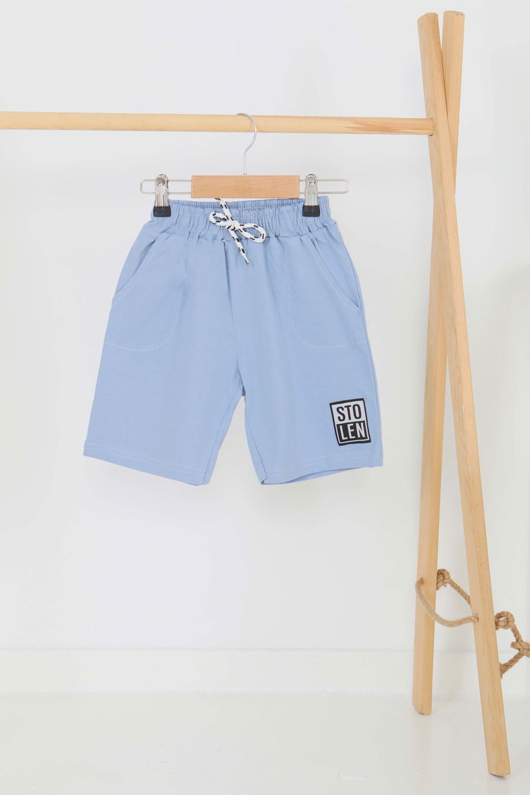 Kız Çocuk Bebe Mavi Baskılı Şort - 27335 - TOFİSA