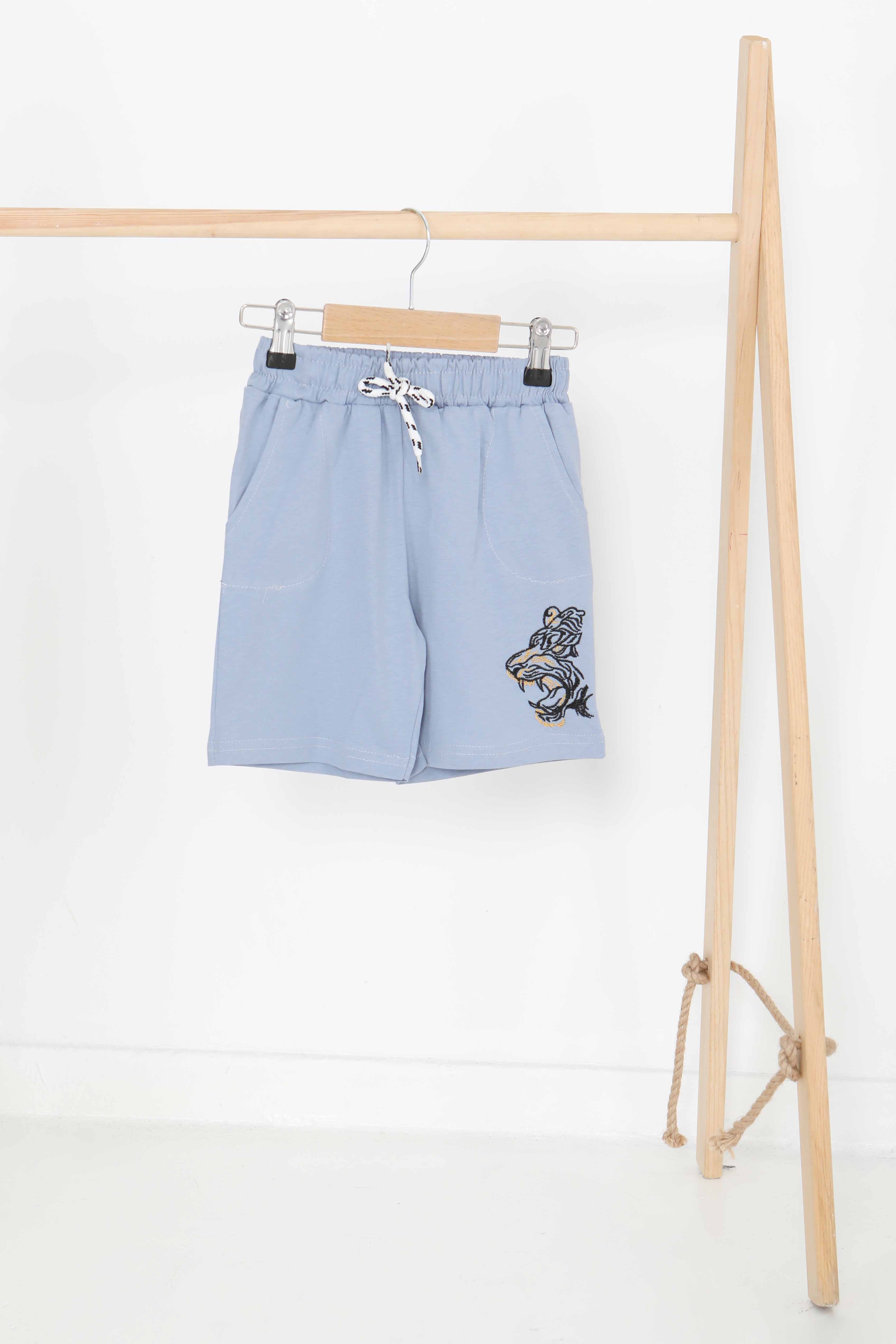 Kız Çocuk Bebe Mavi Baskılı Şort - 27336 - 1
