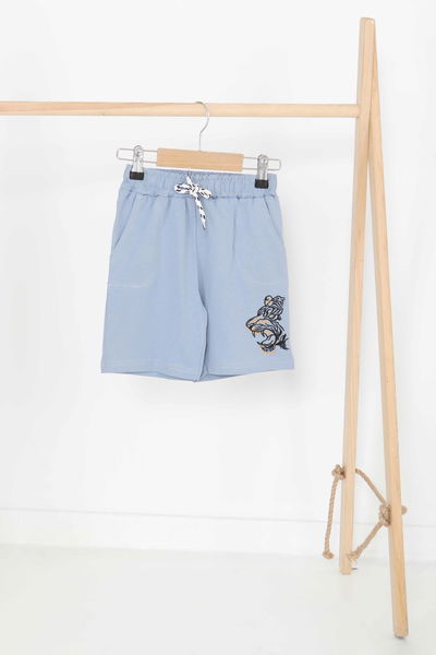 Kız Çocuk Bebe Mavi Baskılı Şort - 27336 