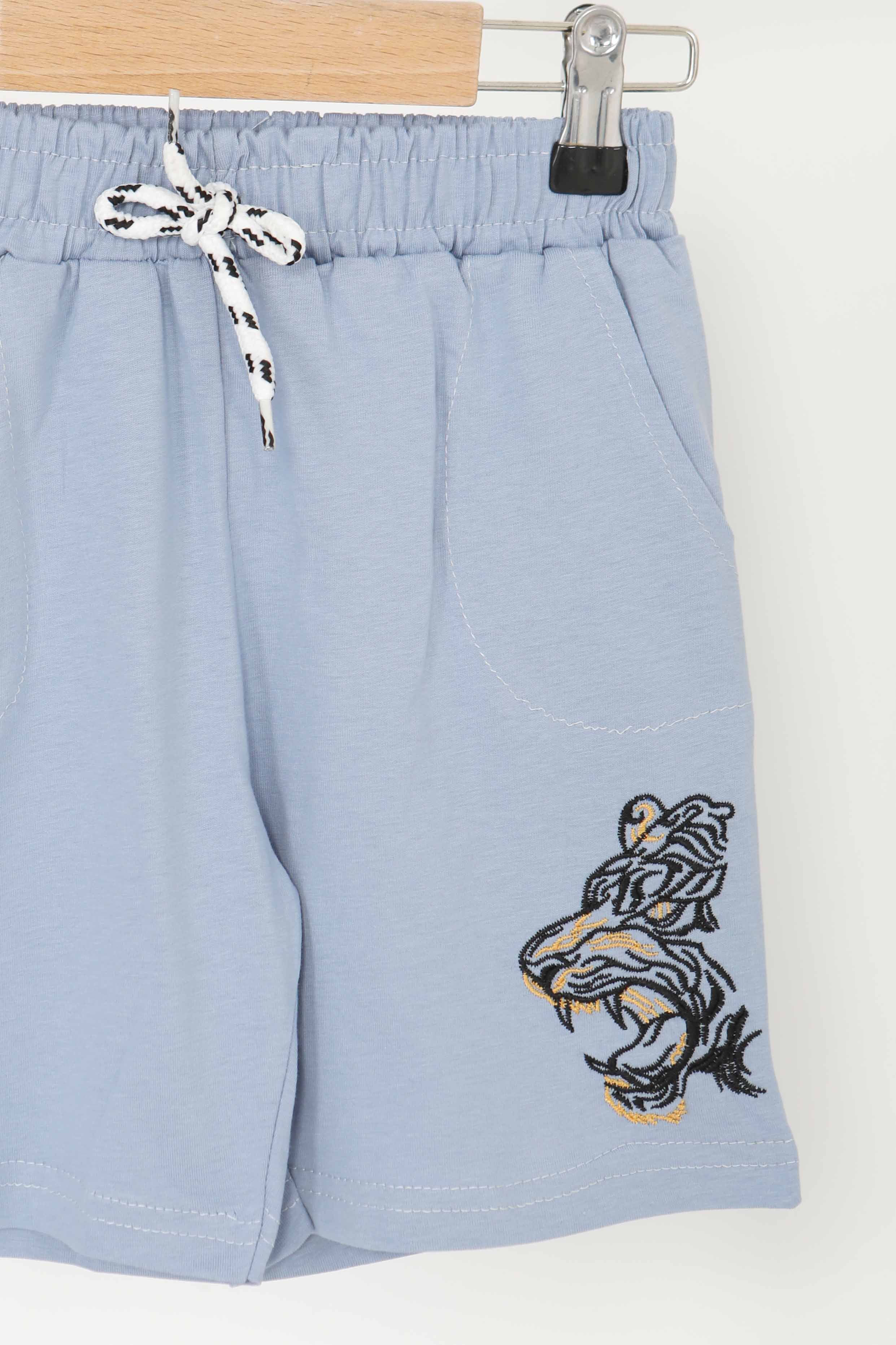 Kız Çocuk Bebe Mavi Baskılı Şort - 27336 - 2