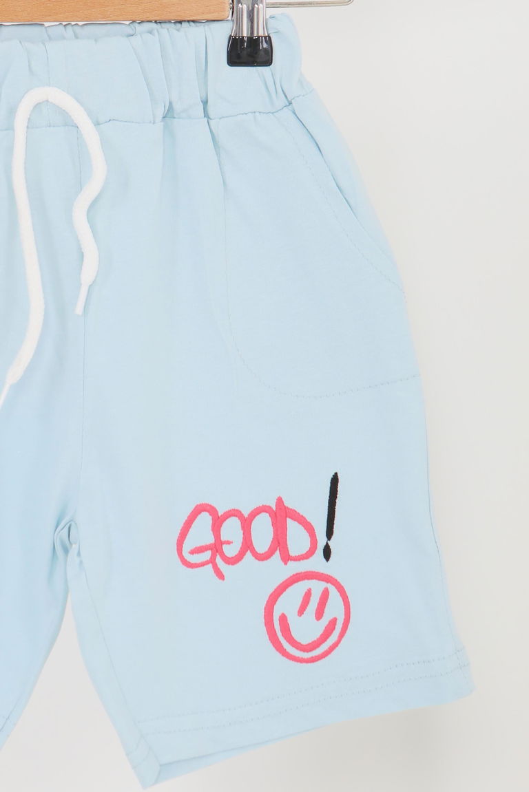 Kız Çocuk Bebe Mavi Baskılı Şort - 27460 - TOFİSA