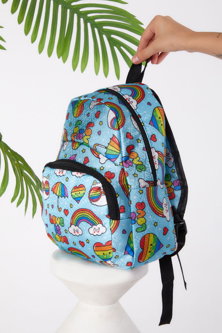 Kız Çocuk Bebe Mavi Desenli Sırt Çantası - 26187 - TOFİSA