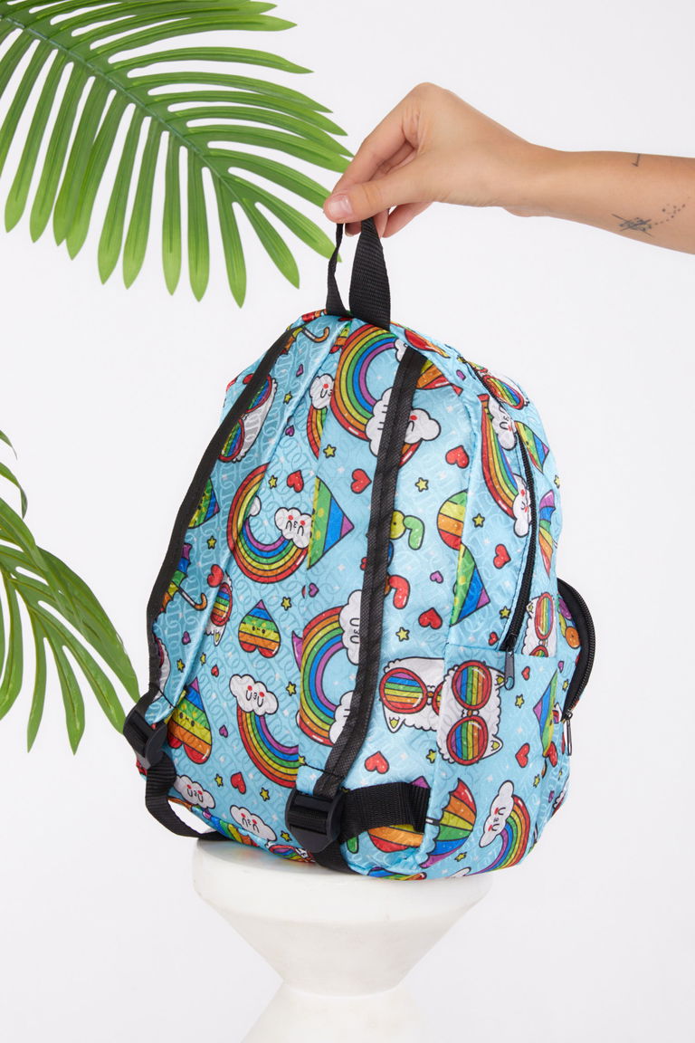 Kız Çocuk Bebe Mavi Desenli Sırt Çantası - 26187 - TOFİSA