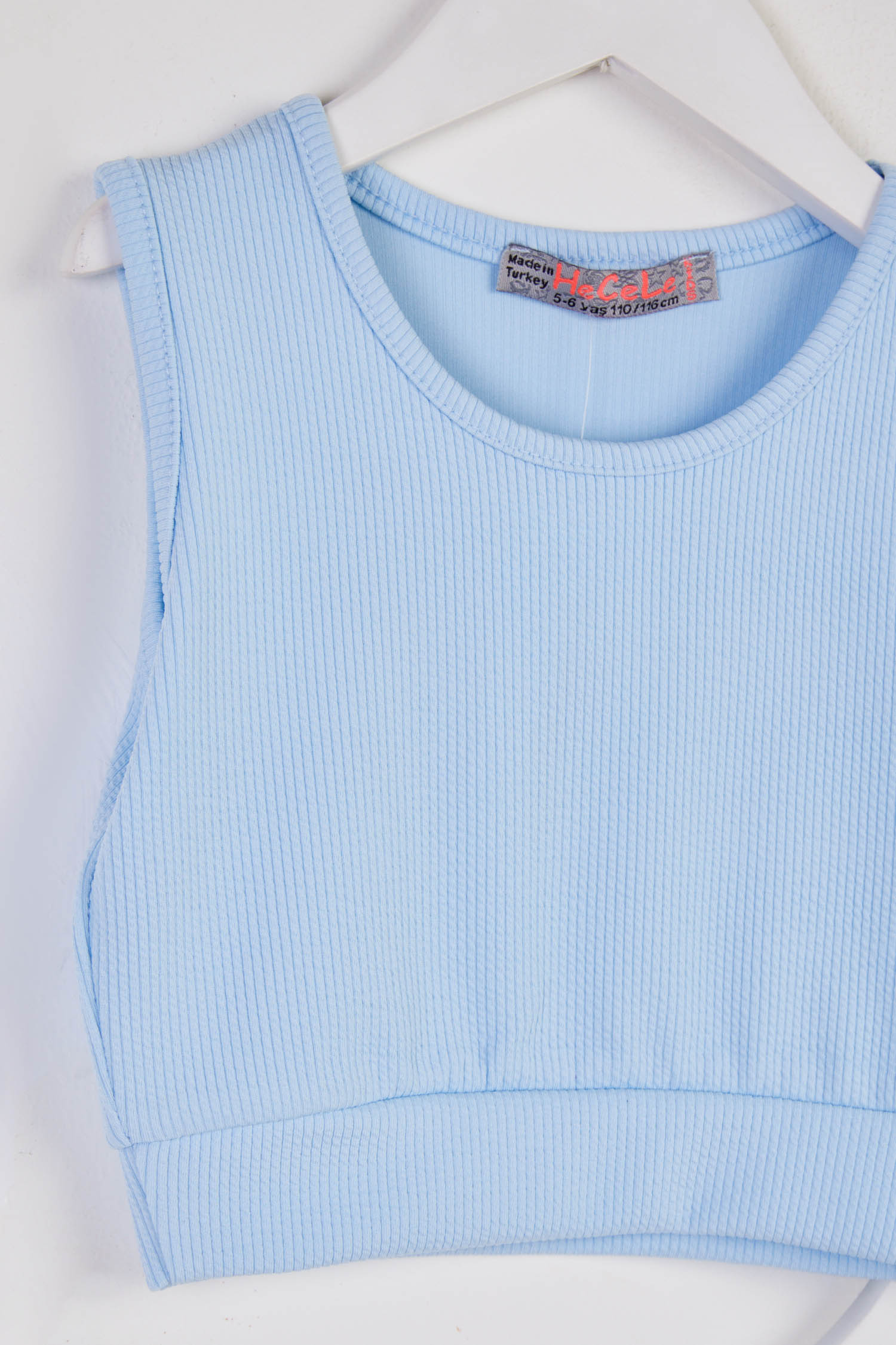 Kız Çocuk Bebe Mavi Fitilli Crop Takım - 25781 - 2