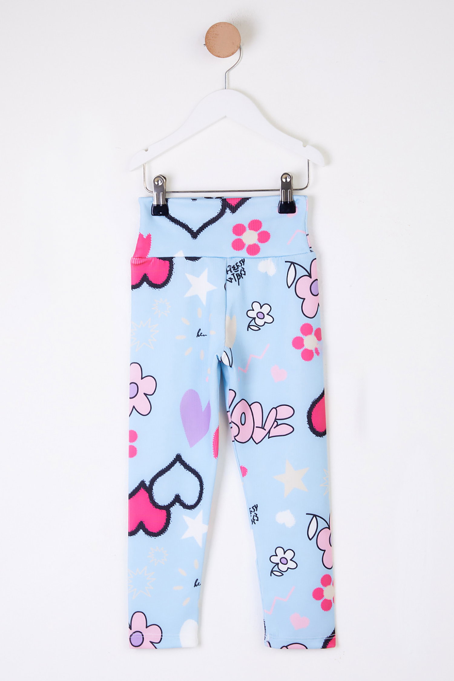 Kız Çocuk Bebe Mavi Kalp Desenli Tayt - 25512 - 1