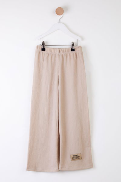 Kız Çocuk Bej Arma Detaylı Pijama Altı - 25488 