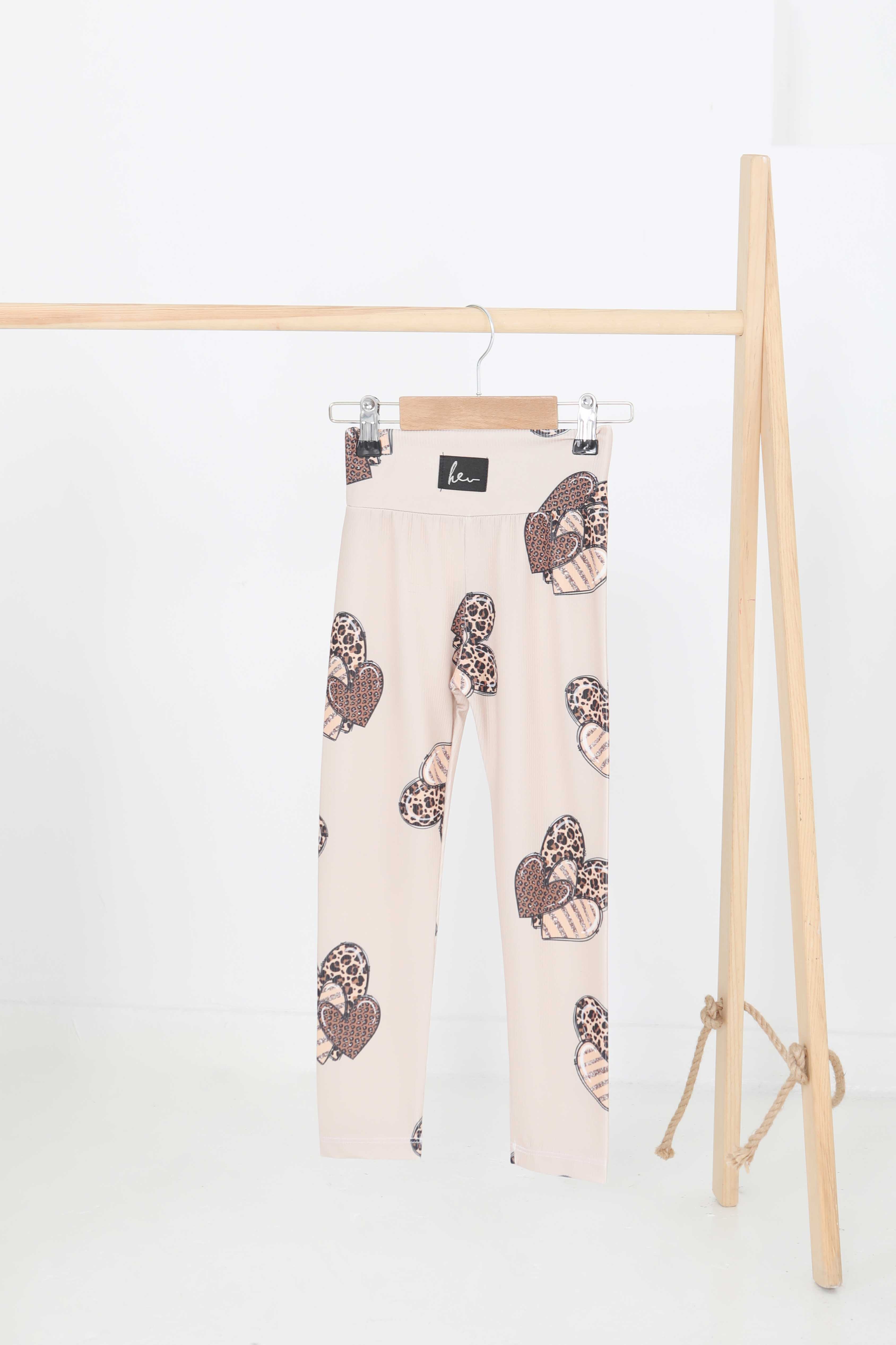 Kız Çocuk Bej Baskılı Armalı Tayt - 27207 - 1