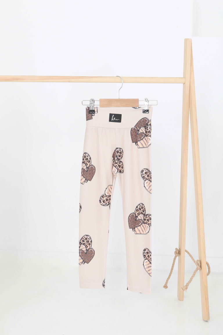 Kız Çocuk Bej Baskılı Armalı Tayt - 27207