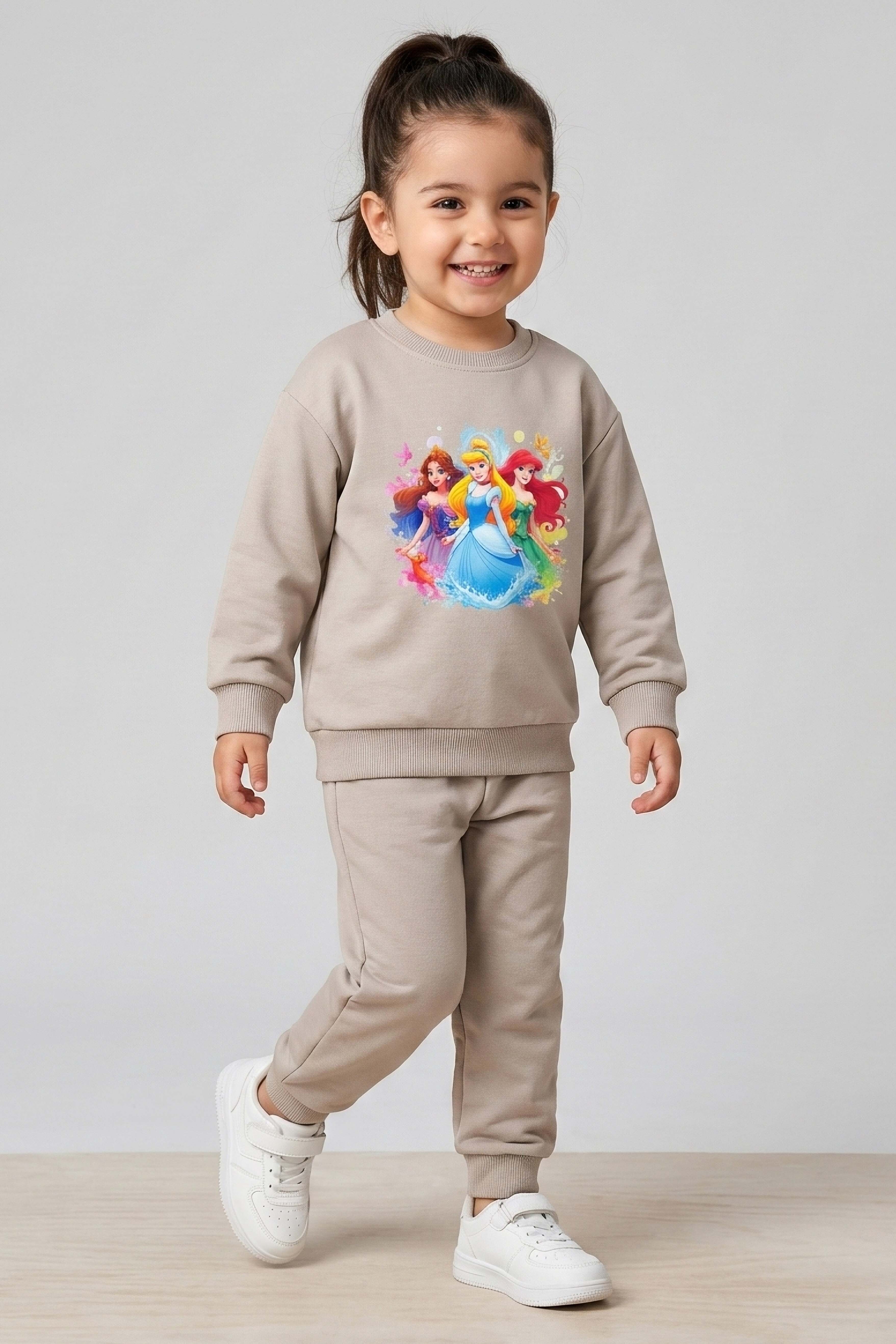 Kız Çocuk Bej Baskılı Pijama Takımı - 28306-BEJ - 1