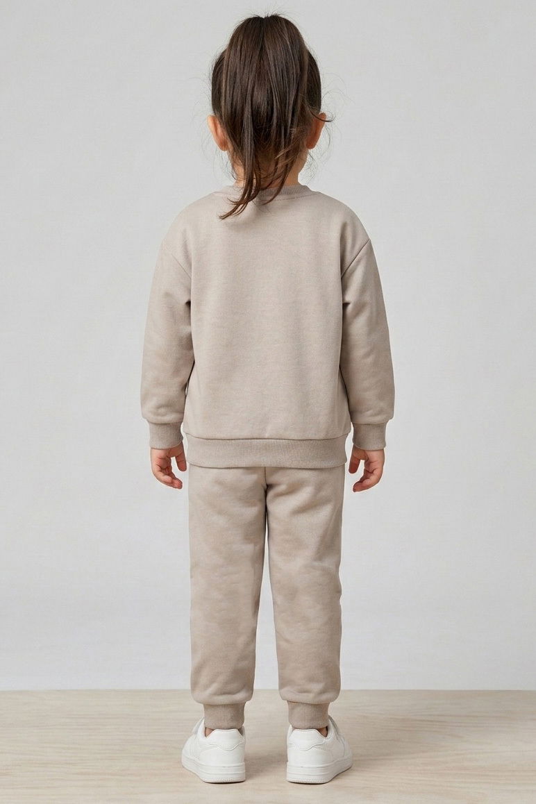 Kız Çocuk Bej Baskılı Pijama Takımı - 28306-BEJ - 2